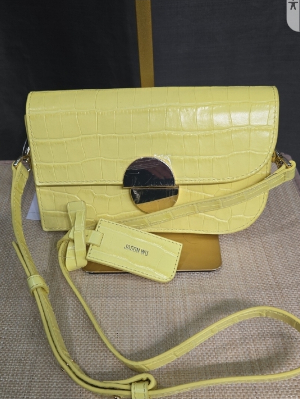 Jason Wu Lemon Yellow Croc-Embossed Crossbody $245 Retail